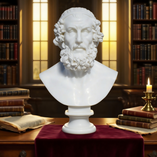 Greek Marble Bust with Ancient Script Handmade Museum