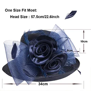 Women's Kentucky Derby Church Dress, Wedding Party Feather Bucket Cloche Oaks Bowler Hat S608