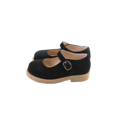 Black Elastic Band Strap Kids Dress Shoes