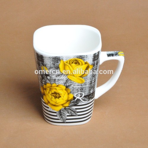 square fine bone china promotional coffee cups flower designs