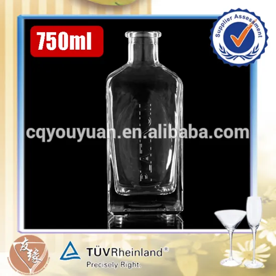 China new products 75cl custom logo rectangular embossed cork top spirits glass bottle alcohol gin