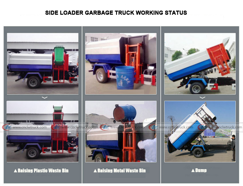 side loader garbage truck working status