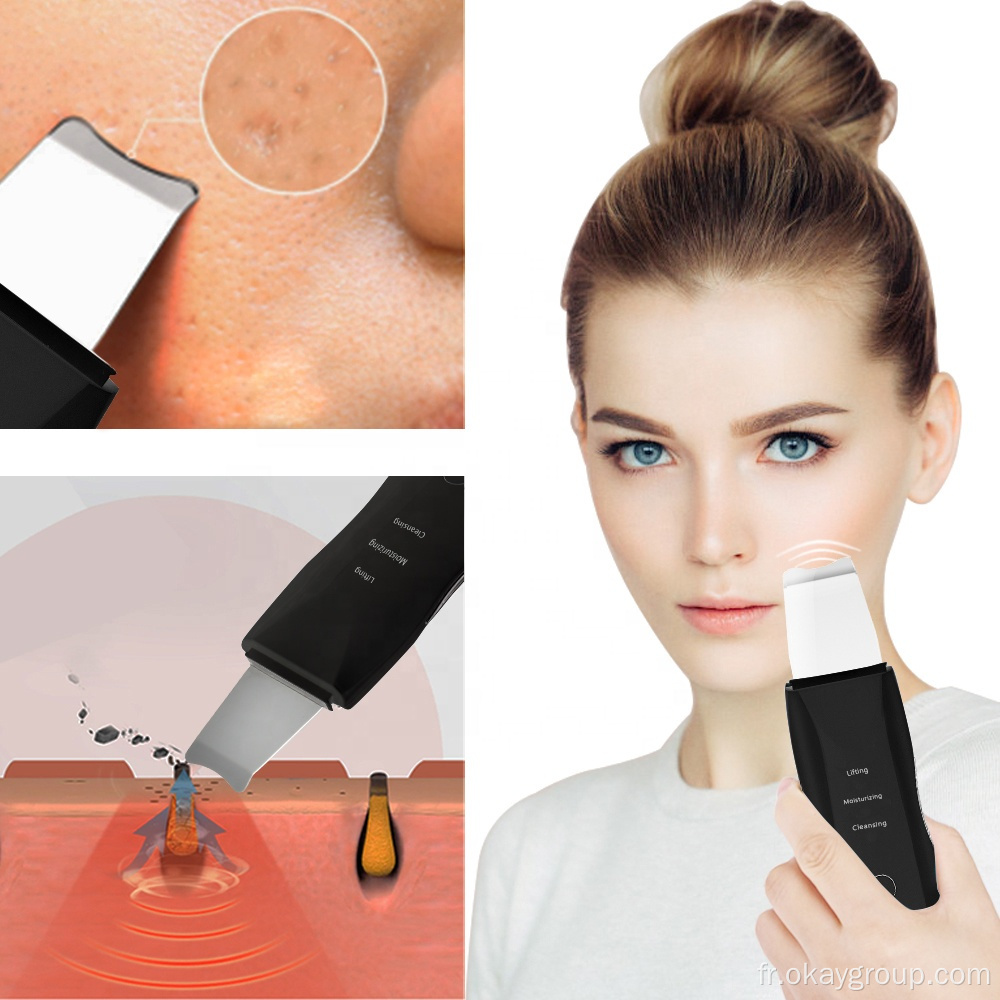 Spatule d&#39;épurateur de peau à ultrasons pour les pores du visage