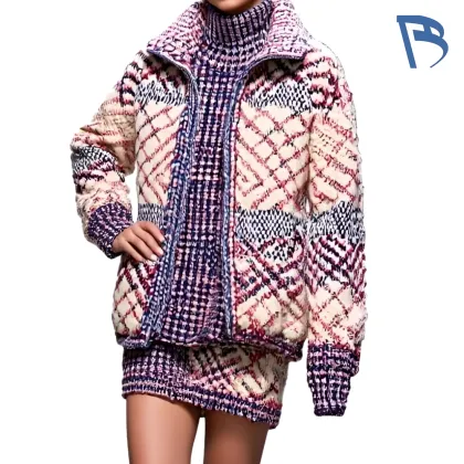 Elegant Purple Knitted Set for Winter