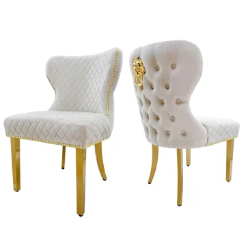 High-Quality Tufted Velvet Dining Chair with Gold Stainless Steel Legs