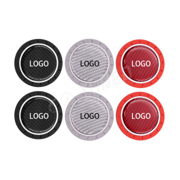 Universal JDM Racing Car Styling Carbon Fiber Cup Holder with Logo Coasters Pad