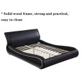 New Design Black Soft Bed Modern Luxury Leather Bed With Led Lights Factory