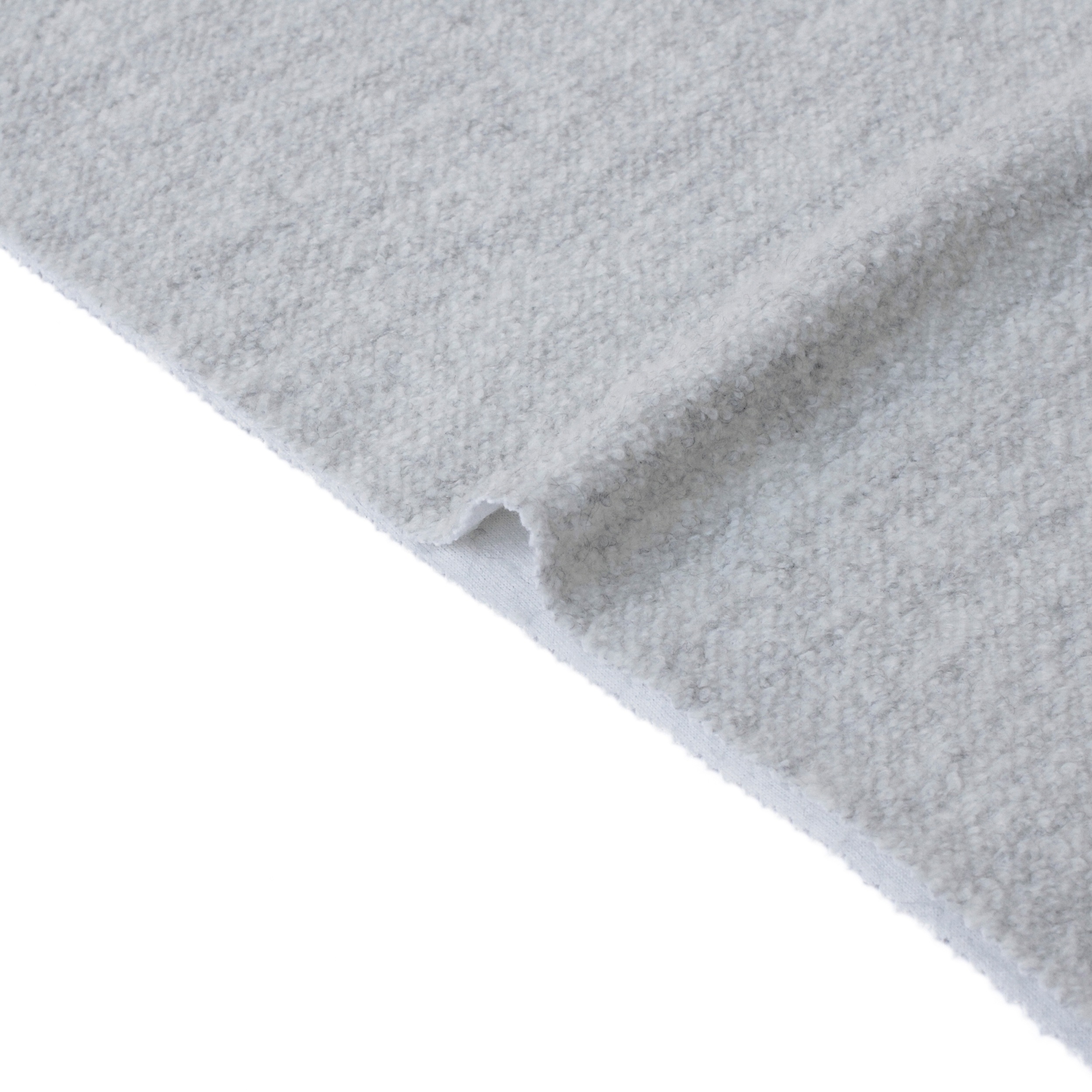 28% သိုးမွှေး Polyester သည်အဖြူရောင် Bouleck အထည်များကိုဖယ်ရှားခဲ့သည်