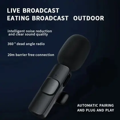 Plug-and-Play Wireless Lapel Lavalier Microphone with Auto-sync for USB-C Android Phones