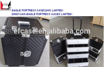 HOT SELLING ABS BLACK TROLLEY COSMETIC CASE,MAKEUP CASE,BEAUTY CASE