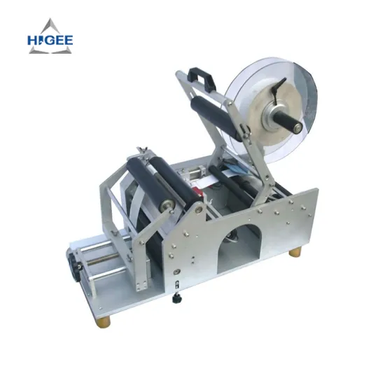 Tabletop Labeling Machine for Round Bottles - Manual Adhesive Sticker Semi-Automatic Labeler