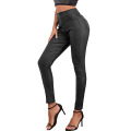 Fishnet Trim Lace Up PU Leather Pants Women