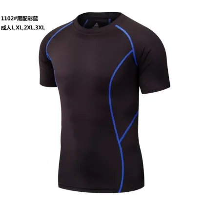 2016 Blank Fitness Short Sleeve O Neck Plain sportswear Fitness Shirt Fitness clothes with size chart
