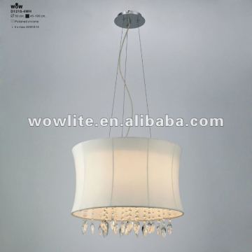WOWLITE crystal pandant lamp D1215-4WH with linen shade