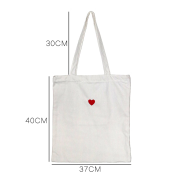 Canvas Bag Love Embroidery Patch Handtas Rood Hart