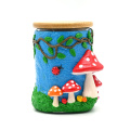 Blue Forest Mushroom Glass Storage Jar