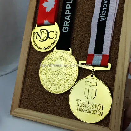 Custom silver medal with ribbon gold race medal