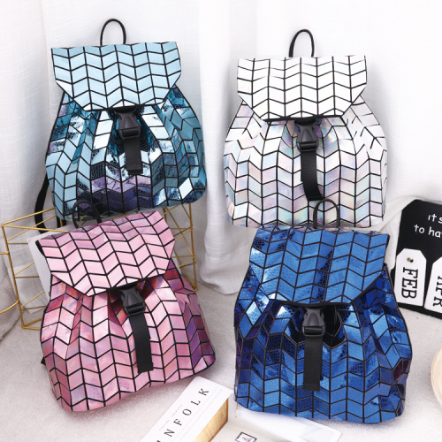 Holographic Holographic Luminous Geometric Kids Sac à dos géométrique Sac à dos Sac à livres d'études Sacs d'études en cuir schoo