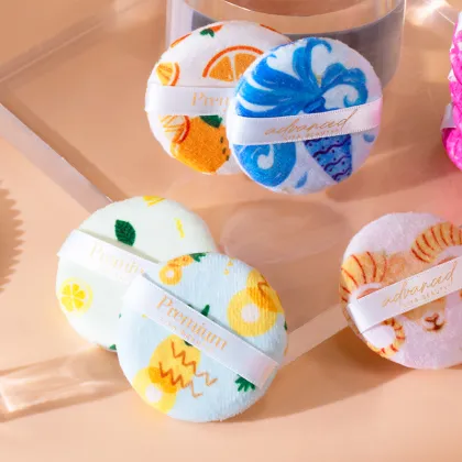 Fruit Printed Round Non-Latex Vegan Makeup Sponge