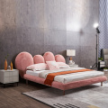 Bed de piel Cama simple con patas de metal