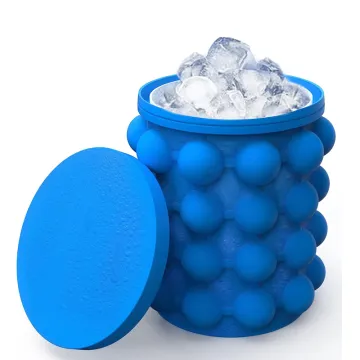 Refrigerated Ice Bucket Mold: Round Ice Cube Tray with Lid and Bin, Removable Lids, Reusable, and BPA-Free for Whiskey and Cocktails
