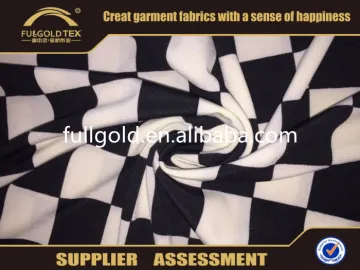 New Fashion Polyester Print ITY 118D*30D Hot Sale Black White Plaid Fabric