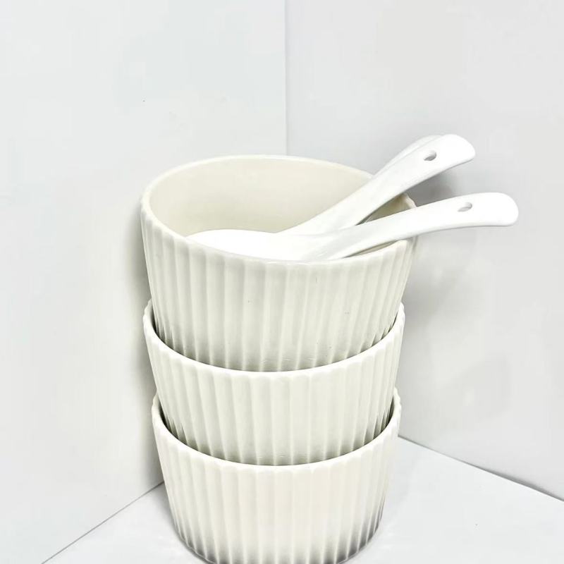 Minimalist White Ceramic Plate Set with Streamlined Aesthetic