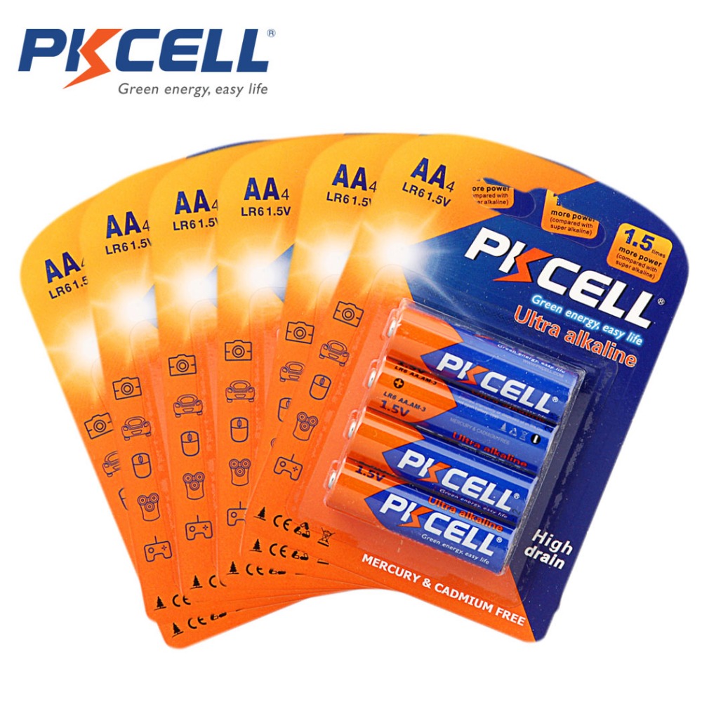 6Pack*4Pcs PKCELL 1.5V LR6 Battery AA Alkaline 2A Baterias Bateria Battery AA Dry Battery Primary Battery