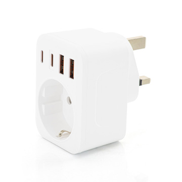 4USB Đức đến Vương quốc Anh Bộ chuyển đổi du lịch - 3,4a EU đến UK chuyển đổi với các cổng 2USB A và 2USB C