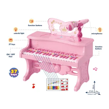 37 Keys Musical Keyboard: Colorful Lights Electronic Piano Toy for Kids