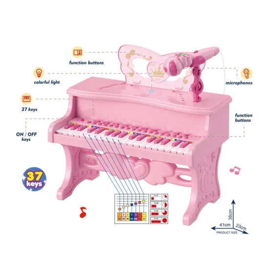 37 Keys Musical Keyboard: Colorful Lights Electronic Piano Toy for Kids