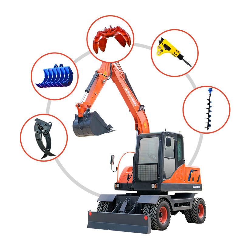 6ton 9ton Mini escavadeiras Digger Earth Moving Machine Hydraulic Wheel Excavator