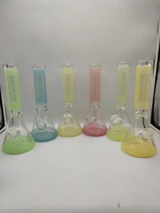 Six Color Classic Pattern Clear Beaker Bongs