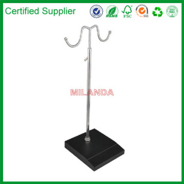 2-arm metal bag display stand with hook adjustable, handbag display purse stand (M-10448)