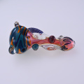 5in Hippiesglass, tubo de vidro de borossilicato com linhas coloridas, tubo de vidro de pedra azul, bongo de vidro, cachimbo de vidro, acessórios para fumantes