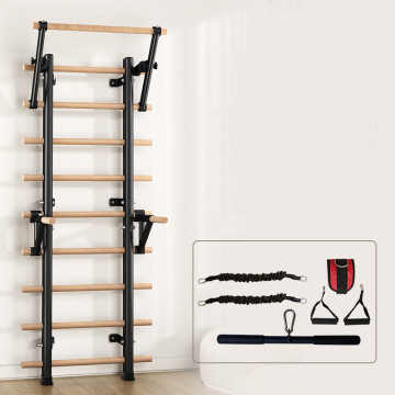 Custom Swedish Ladder and Gym Fitness Pull-Up Bar Wall-Mounted Wood Metal