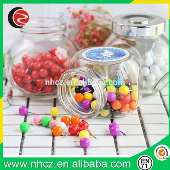 2017 mixed color round push pin in glass bottle