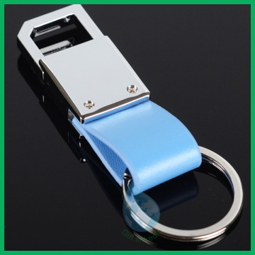 cheapest fashion metal and leather strap key chain samples china maker