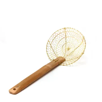 Hand Made Brass Wire Skimmer Asian Kitchen Utensils Spider With Bamboo Handle