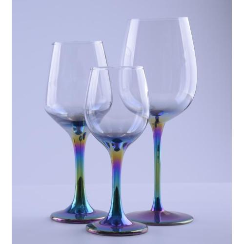 Handmade Long Rainbow Stemmed Clear Color Wine Goblet