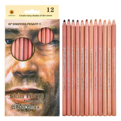 Professional Hand-Drawn Chalk Pencil Portrait: 12 Skin Tones