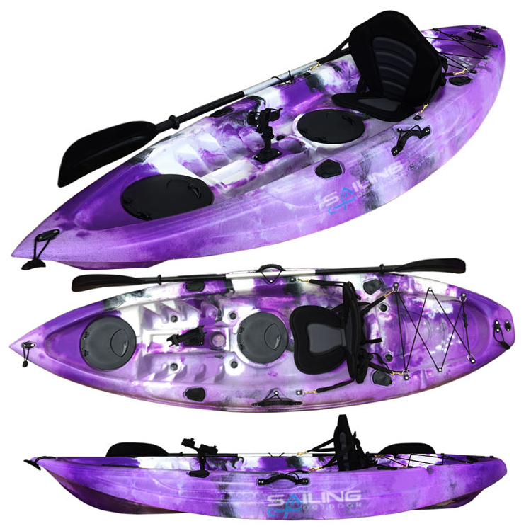 Wholesale 1-Person Plastic PE Fishing Kayak for Lake, River, and Ocean with Rod Holders and Paddle