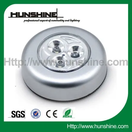 mini ABS push round rechargeable touch light with 3led