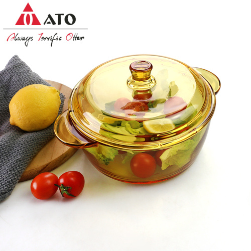 Amber boron tempered glass pot glass with glass