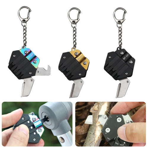 15 In 1 Outdoor Portable Multifunctional Hexagon Folding Mini Coin Tool EDC Screwdriver Keychain Emergency Survival Multi Tools