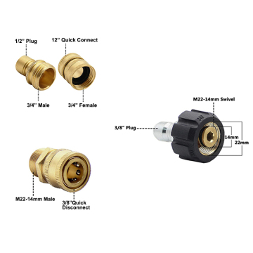 M22 15 มม. Connect High Washer Hose Hose Hose -Hose - อะแดปเตอร์ทองเหลือง