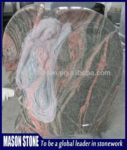 angle engraved indian red headstone