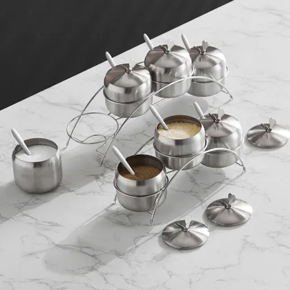 Hot Sale Stainless Steel Salt and Pepper Shaker Set with Sugar and Creamer Pots