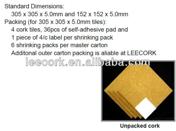 "LEECORK" cork tile with adhesive pad for DIY bulletin board