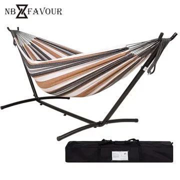Nb-Favour 250*150cm Two Person Nylon Portable Outdoor Hammock Folding Double Hanging Canvas Hammock